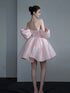 Pink Satin Short Sweetheart Homecoming Dress Prom Dress, Pink Sweetheart Formal Dress